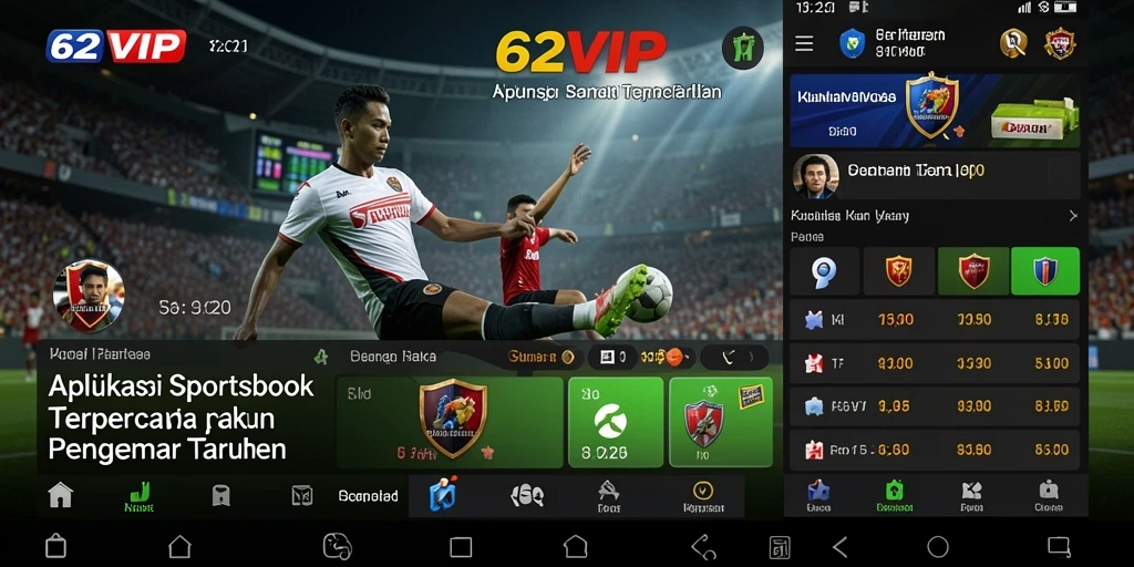 Tampilan menarik dan interaktif dari aplikasi Sportsbook 62VIP.