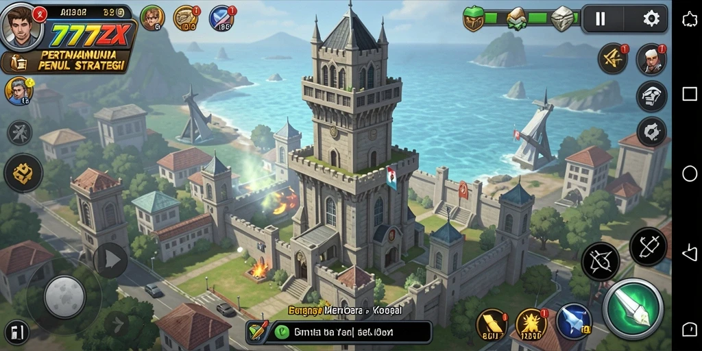 Tampilan gameplay 777ZX menampilkan strategi menara yang mendebarkan.