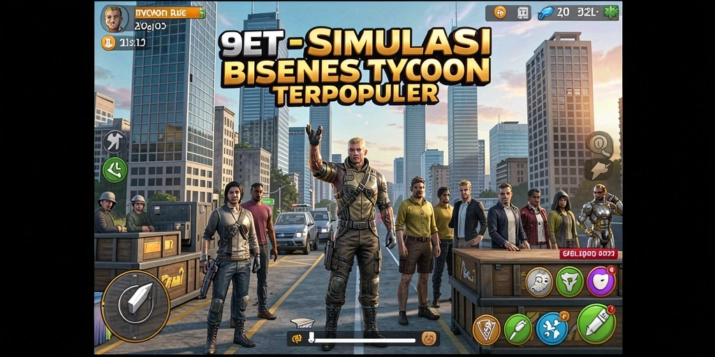 Tampilan gameplay <strong>9ET</strong> menampilkan keseruan membangun kerajaan bisnis.