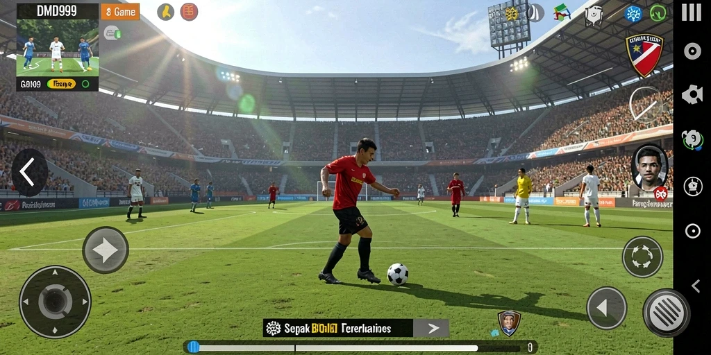 Tangkapan layar DMD999 menampilkan aksi seru pertandingan sepak bola.
