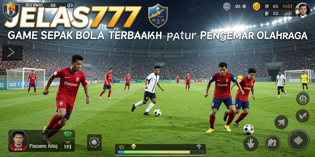 Tangkapan layar gameplay JELAS777 menampilkan aksi seru pertandingan sepak bola.