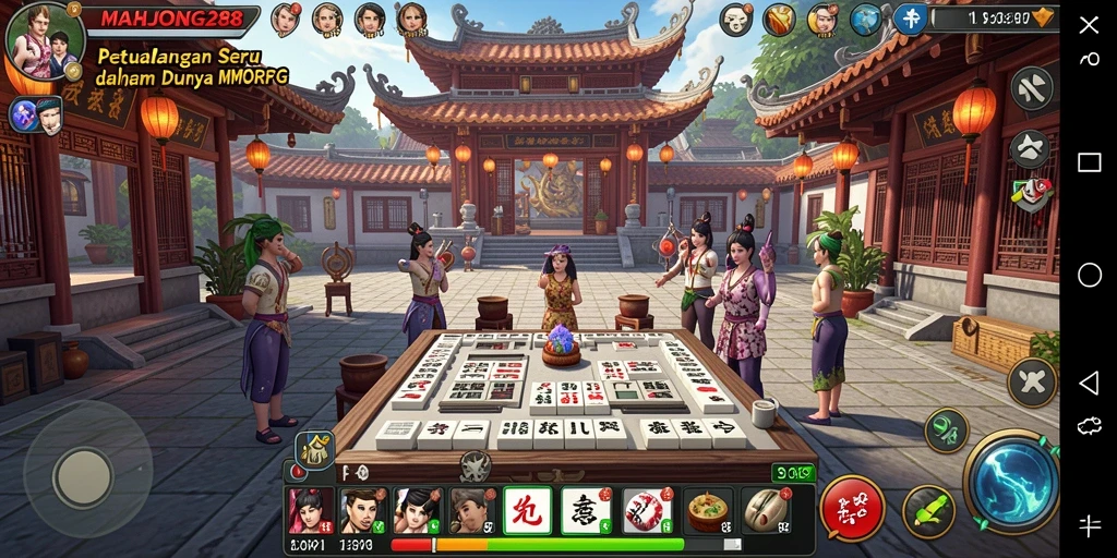 Screenshot utama MAHJONG288 menampilkan aksi pertarungan dalam dunia MMORPG.
