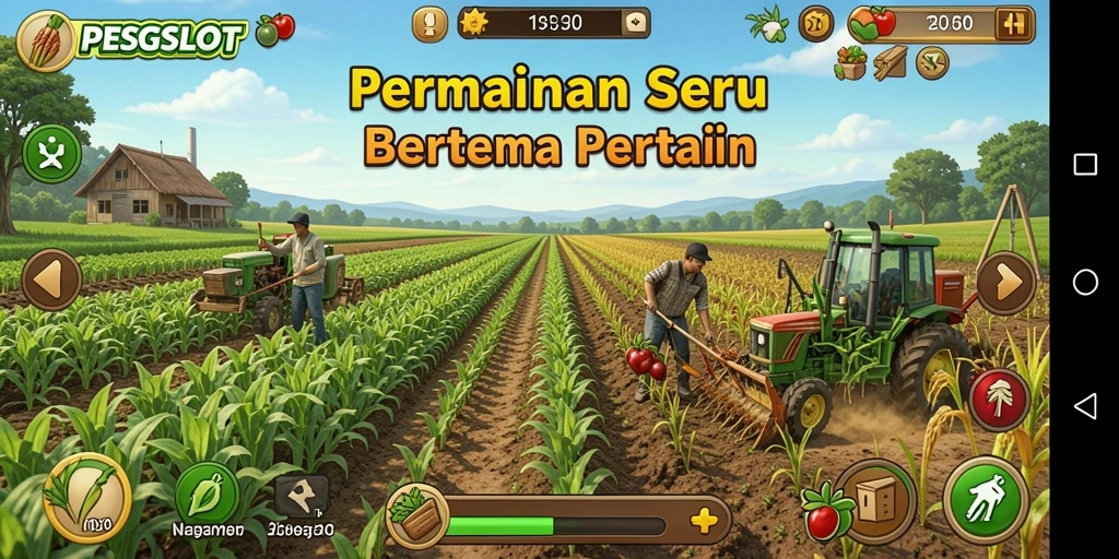 Tangkapan layar menunjukkan aksi seru dalam pertanian di PESGSLOT.