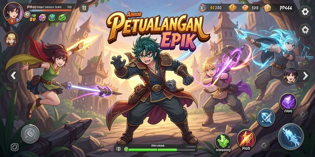 Tampilan gameplay PP444 yang menarik dan penuh warna.
