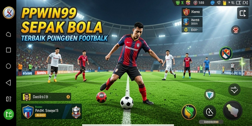 Tampilan gameplay PPWIN99 dengan aksi seru di lapangan sepak bola.