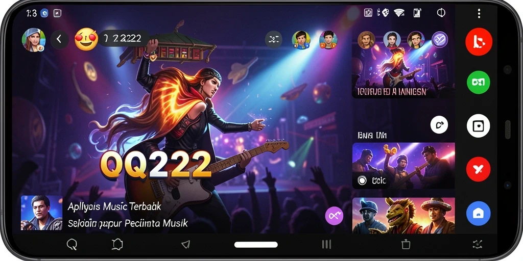 Screenshot gameplay menunjukkan antarmuka intuitif dan pilihan lagu yang kaya.