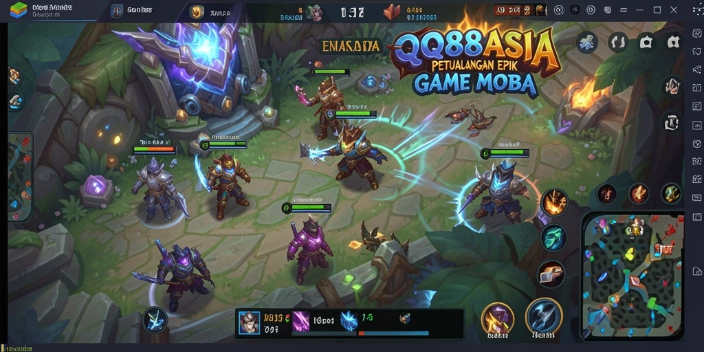 Tampilan aksi seru dalam game MOBA QQ88ASIA.