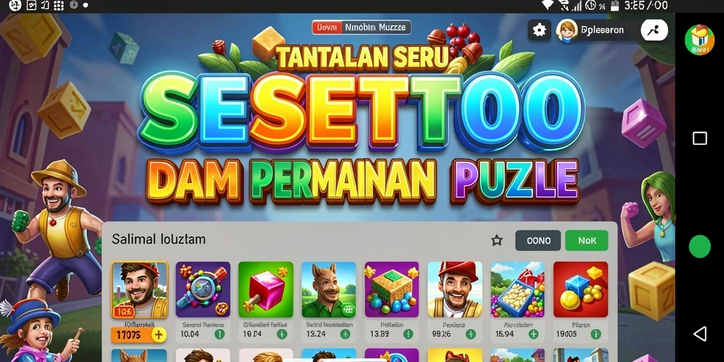 Tampilan gameplay SESETOTO yang penuh warna dan menarik.