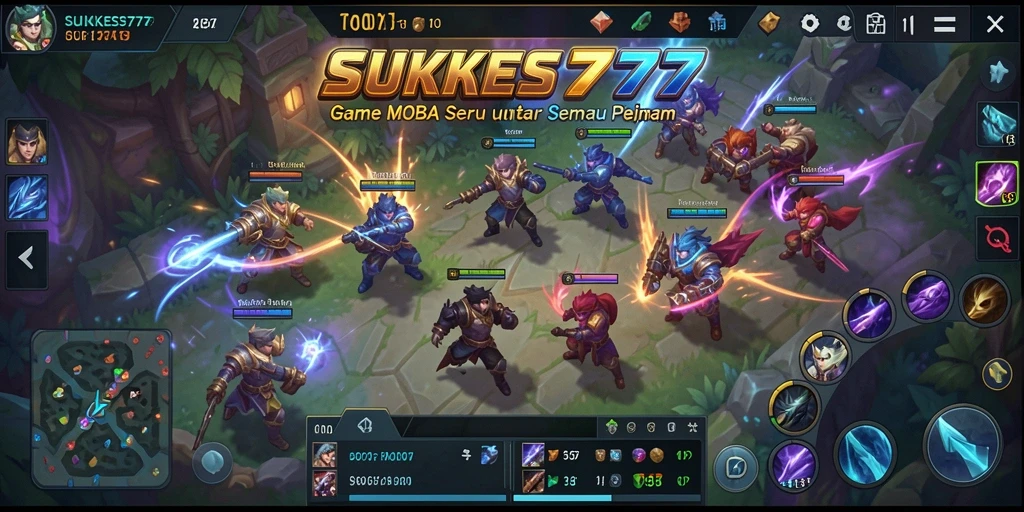 Tampilan gameplay seru SUKSES777 yang penuh aksi MOBA.