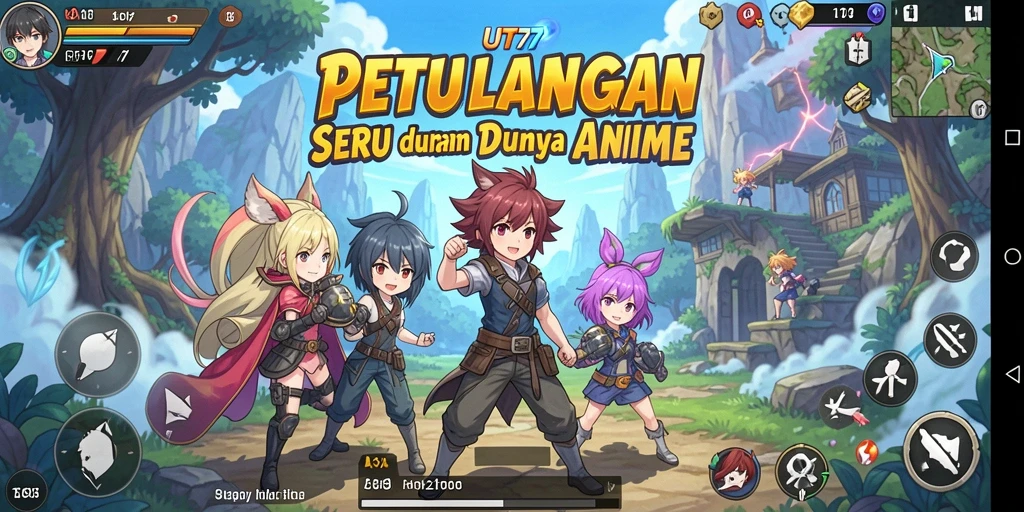 Tampilan gameplay UT77 yang memukau dengan karakter anime.